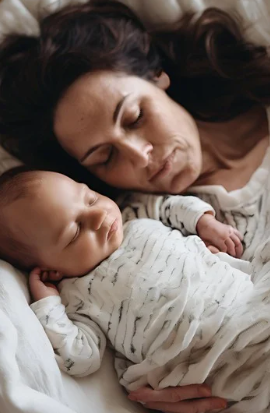 Co-sleeping mother and baby